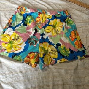 Hester & Orchard linen blend floral shorts size large pull on vacation summer